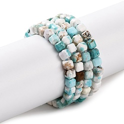 (7BDF) Прозрачный морозный бирюзовый Природные Говлит бисер нитей, окрашенные, граненый стол, вырезанный куб, призрачный белый, 3.5x3.5x3.5 мм, отверстие : 0.8 мм, около 110~116 шт / нитка, 15.55~15.75'' (39.5~40 см)