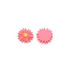 Cerise Opaque Resin Cabochons, Sunflower, Cerise, 25x6.5mm