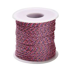 Бледно-Розовый 100m плетеные полиэфирные шнуры, для изготовления ювелирных изделий, круглые, розовый жемчуг, 1 мм, около 109.36 ярдов (100 м) / рулон