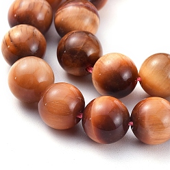 Tiger Eye Natural Tiger Eye Beads Strands, Round, Chocolate, 10mm, Hole: 1mm, about 39pcs/strand, 15.5 inch