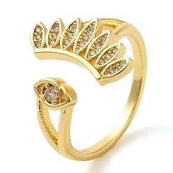 Eye Открытые манжеты из латуни с микропаве и прозрачным цирконием для женщин, реальный 18 k позолоченный, глаз, внутренний диаметр: 17 мм