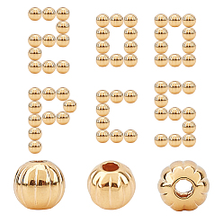 Echt 18 k vergoldet 200Stück Messing-Wellperlen, Runde, echt 18 k vergoldet, 4 mm, Bohrung: 1 mm