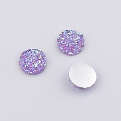 Фиолетовый Druzy смолы кабошоны, круглые, фиолетовые, 10x3.3 мм