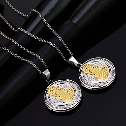 Золотой & Цвет Нержавеющей Стали 304 Женские ожерелья с медальоном Святого Бенедикта из нержавеющей стали, золотые и нержавеющая сталь цвет, 17.72 дюйм (45 см)