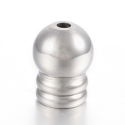 Stainless Steel Color Tarnish Resistant 304 Stainless Steel Cord Ends, Stainless Steel Color, 11.5x9mm, Hole: 2mm, Inner Diameter: 6mm