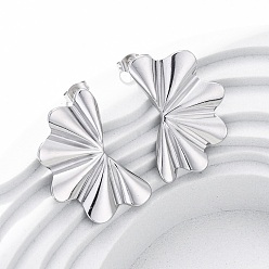 Нержавеющая Сталь Цвет 304 серьги-гвоздики из нержавеющей стали для женщин, вентилятор, слева и справа, цвет нержавеющей стали, 32x22.5 мм