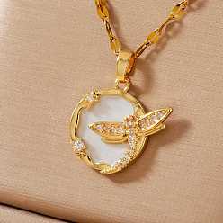 Золотой Латунные кристаллы горный хрусталь стрекоза кольцо кулон ожерелья, золотые, 15.75 дюйм (40 см)