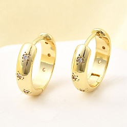 Настоящее золото 18K Латунные серьги-кольца из прозрачного кубического циркония, без свинца и без кадмия, долговечный, стойки покрытие, звонить звездочкой, реальный 18 k позолоченный, 15x16x4 мм