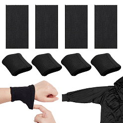 Black Polyester & Spandex Ribbing Fabric for Cuffs, Quilting Cloth, Black, 110~115x60~65x5mm