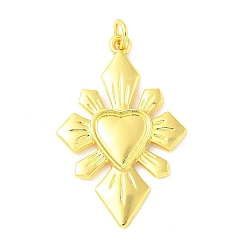 Настоящее золото 18K Подвески из сплава , сердце, долговечный, без кадмия и без свинца, стойки покрытие, с целью перехода в кольце, реальный 18 k позолоченный, 40x25.5x2.5 мм, отверстие : 5 мм