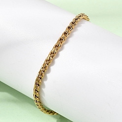 Настоящее золото 18K 304 Браслеты из витых цепей из нержавеющей стали для женщин, ионное покрытие (ip), долговечный, реальный 18 k позолоченный, 6.69 дюйм (17 см), ширина 2.5мм