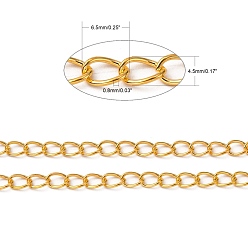Golden Iron Twisted Chains, Unwelded, with Spool, Oval, Golden, 6.5x4.5x0.8mm, about 164.04 Feet(50m)/roll