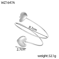 Heart 304 Stainless Steel Upper Arm Cuff, Open Arm Cuff Bangles for Women, Golden, Heart, Inner Diameter: 3.43 inch(8.7cm)