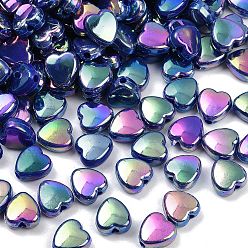 Прусский Синий 2631пластиковые бусины шт., сердце, с покрытием AB цвета, берлинская лазурь, 9x9x4.5 мм, отверстие : 1.6 мм