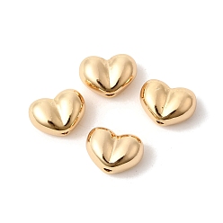Настоящее золото 18K Латунные бусины, сердце, реальный 18 k позолоченный, 6.5x9x5 мм, отверстие : 1.2 мм