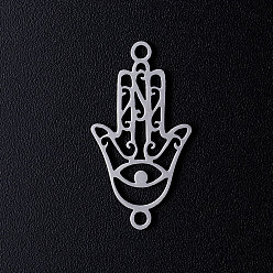 Stainless Steel Color 201 Stainless Steel Links connectors, Hamsa Hand, Stainless Steel Color, 23.5x13x1mm, Hole: 1.5mm
