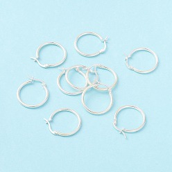 Серебро 925 серьги из серебра из серебра, массивные маленькие серьги-кольца для женщин, серебряные, 24x23x2 мм, штифты : 0.6x1.2 мм