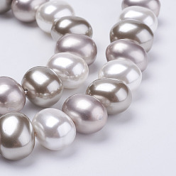Mixed Color Shell Pearl Beads Strands, Potato, Mixed Color, 15x13x12mm, Hole: 1mm, about 31pcs/strand, 15.75 inch(40cm)