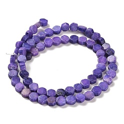 Blue Violet Natural Dolomite Beads Strands, Dyed, Hexagon, Blue Violet, 7x6x3mm, Hole: 1.2mm, about 66pcs/strand, 16.34 inch(41.5cm)