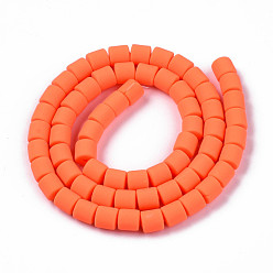 Orange Red Handmade Polymer Clay Bead Strands, Column, Orange Red, 6.5x6mm, Hole: 1.2mm, about 61pcs/strand, 15.75 inch(40cm)