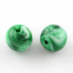 Sea Green Opaque Acrylic Beads, Round, Sea Green, 10mm, Hole: 2mm, about 950pcs/500g