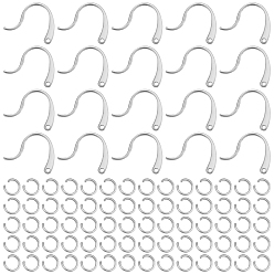 Stainless Steel Color 200Pcs 304 Stainless Steel Stud Earring Hooks and 200Pcs Jump Rings, Stainless Steel Color, 16.5x11.5x0.8mm, Hole: 0.9mm, 19 Gauge, Pin: 0.9mm