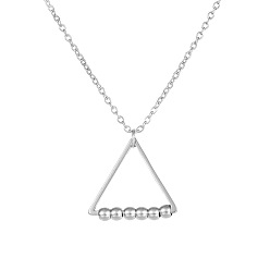 Triangle Stainless Steel Color Titanium Steel Rotatable Bead Pendant Necklace, for Calming Worry Meditation, Triangle, 17.72 inch(45cm)