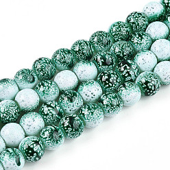 Зеленый Нити прозрачных окрашенных стеклянных бусин для запекания, круглые, два тона, зелёные, 10~10.5 мм, отверстие : 1.4 мм, около 79~83 шт / нитка, 29.92~31.10 дюйм (76~79 см)