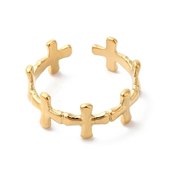 Золотой Ионное покрытие (ip) 304 крестообразная манжета из нержавеющей стали для женщин, золотые, внутренний диаметр: 17 мм