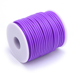 Mauve Hollow Pipe PVC Tubular Synthetic Rubber Cord, Wrapped Around White Plastic Spool, Mauve, 2mm, Hole: 1mm, about 54.68 yards(50m)/roll