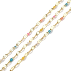 (52) Непрозрачная лаванда Латунные цепи с покрытием стойки, с эмалью, с катушкой, пайка без свинца и кадмия, реальный 18 k позолоченный, разноцветные, 4x2x0.2 мм