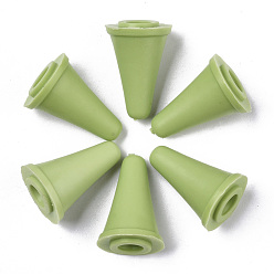Желто-Зеленый Пластиковые поделки инструмент ткачество спицы шапки, спицы пробка, желто-зеленый, 20x12 мм, отверстие : 2 мм