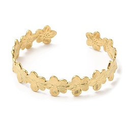 Настоящее золото 18K 304 из нержавеющей стали манжеты браслеты, открытые браслеты с цветами для женщин, реальный 18 k позолоченный, внутренний диаметр: 2-1/4x2 дюйм (5.6x5 см), 13 мм