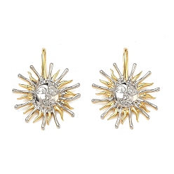 Настоящее золото 18K Латунные подвески, солнечные чары, стойки покрытие, долговечный, настоящее 18 к позолота и платина, 25x20x5 мм, отверстие : 6x2 мм