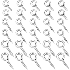 Нержавеющая Сталь Цвет 600 шт. 3 стили 304 нержавеющая сталь винт рым штифт скобы, за половину пробурено бисера, цвет нержавеющей стали, 8~12x4~5x1 мм, отверстие : 2~2.5 мм, 200 шт / стиль