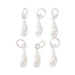 Серебро 925 подвески в форме ракушки из стерлингового серебра, с печатью 925, серебряные, 9.5x3x1 мм, Перейти кольцо: 3.8x0.7 мм, 2.6 мм внутренним диаметром