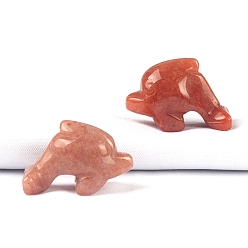 Фиолетовый Авантюрин Фигурки дельфинов из натурального фиолетового авантюрина, для украшения рабочего стола домашнего офиса, 18x27x12 мм