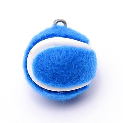 Blau Stoffanhänger, mit platinfarbener Eisenschlaufe, Tennis, Blau, 7/8x3/4 Zoll (22x19 mm), Bohrung: 2 mm