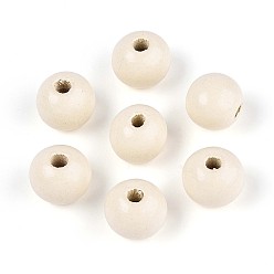 (404) Непрозрачное AB Кислое яблоко Круглые бусины из натурального дерева схима, окрашенные распылением, цветочный белый, 11.8~12.5x11 мм, отверстие : 2.5~3 мм