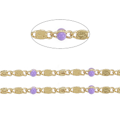 Medium Purple Handmade Brass Lumachina Chains, Snail/Scroll Chains, with Enamel and Spool, Soldered, Long-Lasting Plated, Real 18K Gold Plated, Medium Purple, 3x2x1mm, 3x2x2mm, about 32.8 Feet(10m)/roll