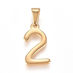 Number 304 подвески из нержавеющей стали, число, золотые, кол. 2, 20.5x11x1.5 мм, отверстие : 6x3 мм