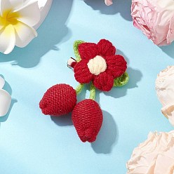 Красный Ручная работа крючком хлопковые цветочные украшения броши-подвески с железной основой для броши для женщин, красные, 79x49 мм