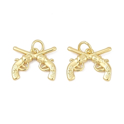 Настоящее золото 18K Латунные подвески, оружейные прелести, с целью перехода в кольце, без кадмия и без свинца, стойки покрытие, долговечный, с целью перехода в кольце, реальный 18 k позолоченный, 12x15x2.5 мм, отверстие : 3.4 мм
