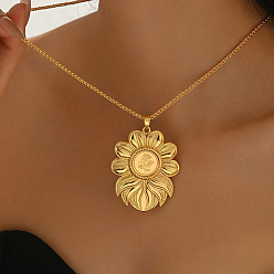 Настоящее золото 18K Элегантные латунные ожерелья с подвеской в виде цветка розы для женщин, реальный 18 k позолоченный, 19.09 дюйм (48.5 см)