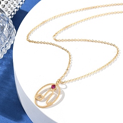 Лео 304 нержавеющая сталь кубический цирконий двенадцать созвездий рун кулон кабель цепь ожерелья для женщин, реальный 18 k позолоченный, Лев, 17.83 дюйм (45.3 см)