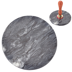 Black Marble Wax Seal Mats, for Sealing Wax Stamp, Flat Round, Black, 8.5~10.5cm, Box: 10.5x10.5x1.5cm