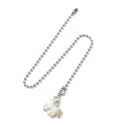 Единорог Удлинители цепи потолочного вентилятора из смолы, с цепями железный шар, единорог, 340 мм, Кулон : 25x22.5x5 мм