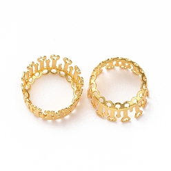 Golden Brass Sew on Prong Settings, Filigree Open Back Claw Settings for Pointed Back Rhinestone, Flat Round, Golden, Tray: 14mm, 16x8mm, Hole: 0.8mm