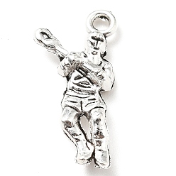 Antique Silver Tibetan Style Alloy Pendants, Hockey Player, Antique Silver, 23x11x4mm, Hole: 1.8mm