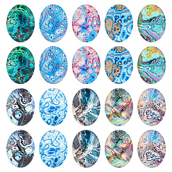 (52) Непрозрачная лаванда Кабошоны из стекла, овальные, разноцветные, 40x30x7.5 мм, 10 шт / пакет, 2 мешки